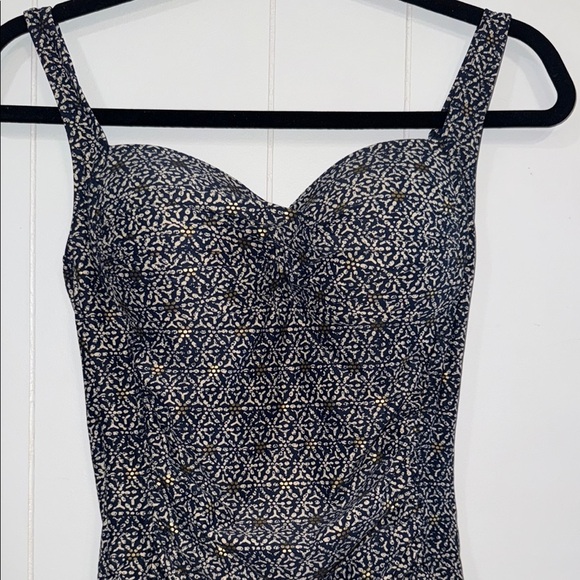 Navy and Gold Patterned Swimsuit - Picture 3 of 7